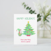 Gnome onder de kerstboom Kaart (Staand voorkant)