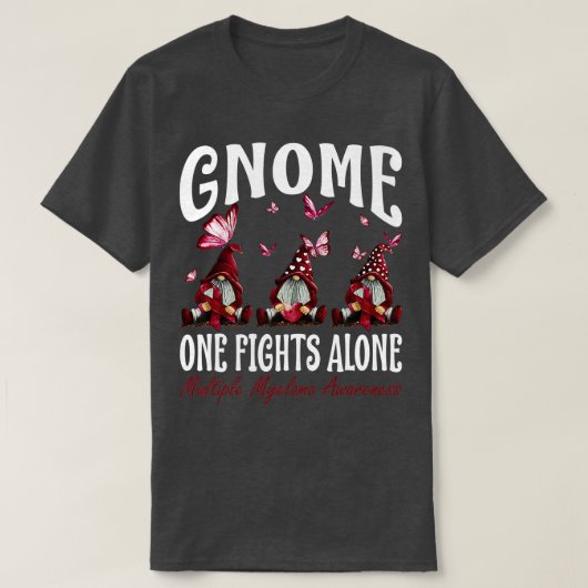 Gnome One Fight Alone Multiple Myeloma Bewustheid T-shirt (Design voorkant)