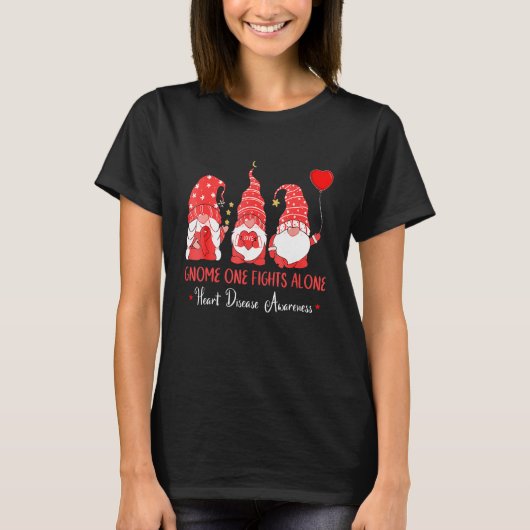 Gnome One Fight Alone Red Ribbon Heart Disease AW T-shirt (Voorkant)