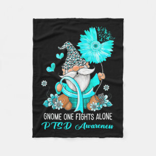Gnome One Fights Alone Blauwgroen Ribbon Warrior P Fleece Deken