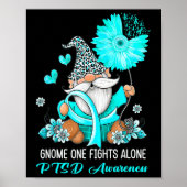 Gnome One Fights Alone Blauwgroen Ribbon Warrior P Poster (Voorkant)