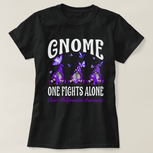 Gnome One Fights Alone Chiari Malformation Awarene T-shirt (Design voorkant)