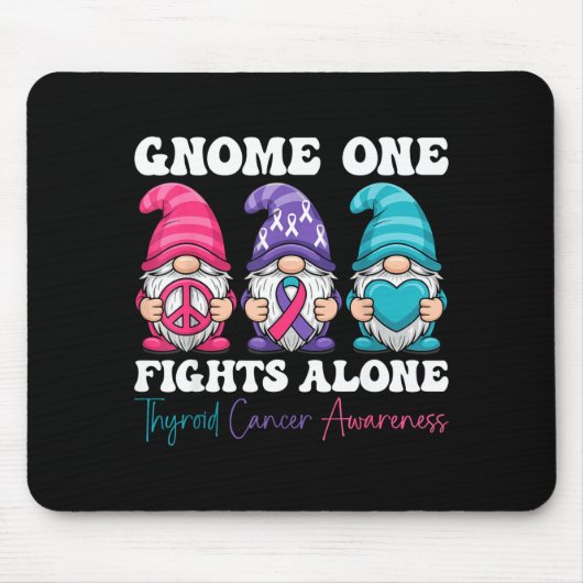 Gnome One Fights Alone - Christmas Thyroid Cancer Muismat (Voorkant)