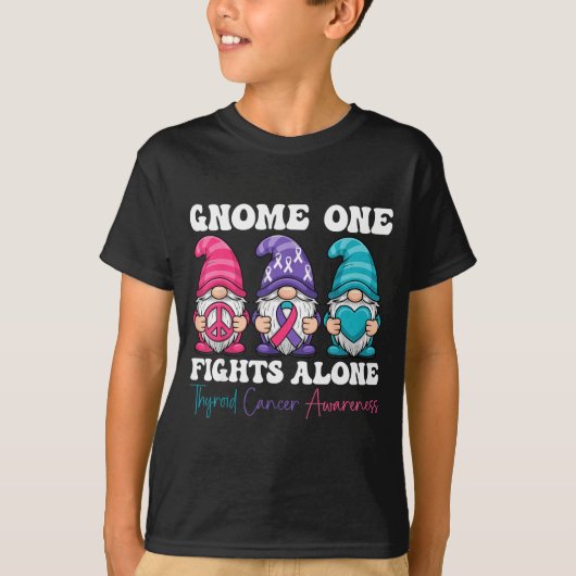 Gnome One Fights Alone - Christmas Thyroid Cancer  T-shirt (Voorkant)