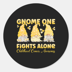 Gnome One Fights Alone Gold Childhood Cancer AWare Ronde Sticker