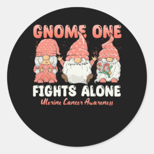 Gnome One Fights only Peach Uterine Cancer Awaren Ronde Sticker