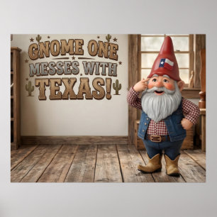 "Gnome One rommelt met Texas" Werkplaats Poster