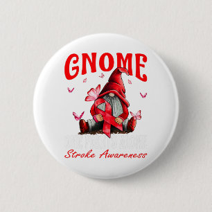 Gnome One vecht alleen al Stroke Awareness Red Rib Ronde Button 5,7 Cm