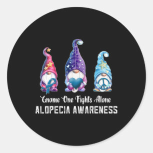 Gnome One vecht alleen Alopecia Bewustheid Ronde Sticker