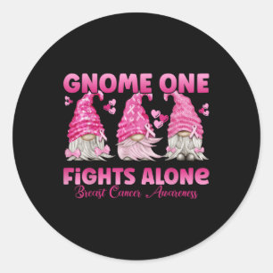 Gnome One vecht alleen Pink_ Borstkanker Awarene Ronde Sticker