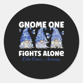 Gnome One vecht alleen tegen donkerblauwe Colon Ca Ronde Sticker