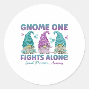 Gnome One Vecht Alleen Zelfmoordpreventie Bewustzi Ronde Sticker