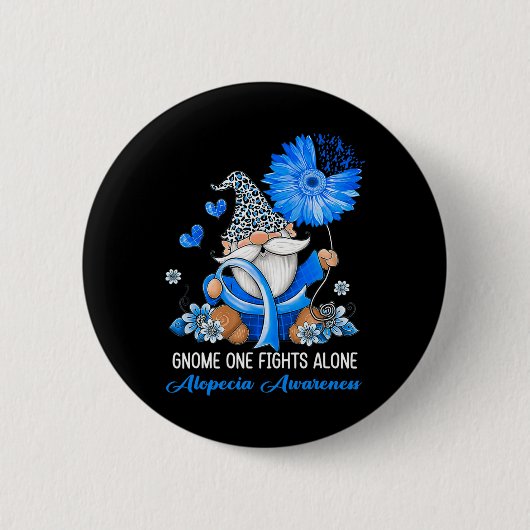 Gnome One vecht Alone Ribbon Alopecia Bewustheid Ronde Button 5,7 Cm (Voorkant)