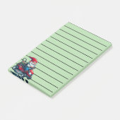 Gnome op rijdende grasmaaier met bloemenmand post-it® notes (Schuin)