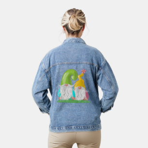 Gnome Paar Staand In Het Gras Vrouwen Denim Jacket