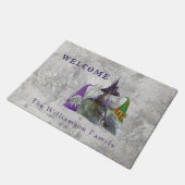 Gnome Paarse House Gold Confetti Welkom Deurmat (Schuin)