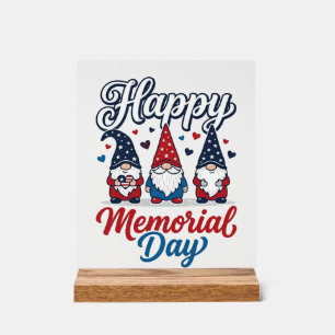 Gnome Patriotique Bonne Fête de la Mémoire Vintage