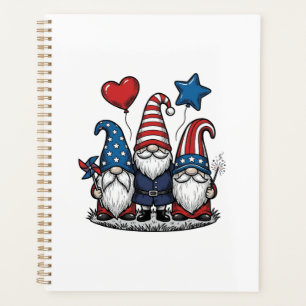 Gnome Patriotique Gravure Vintage Design Vectoriel