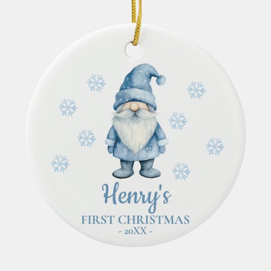 Gnome Personalized Baby's First Christmas Keramisch Ornament (Voorkant)