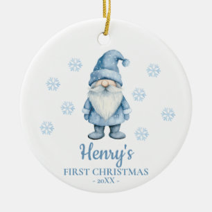 Gnome Persoonlijke Eerste Kerstmis van de Baby Keramisch Ornament