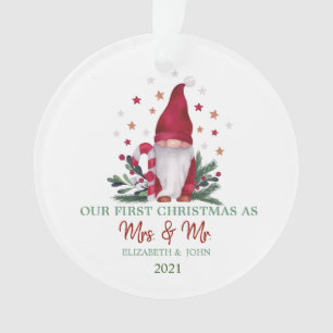 Gnome Pine Tree Branches Onze eerste Kerstmis Ornament