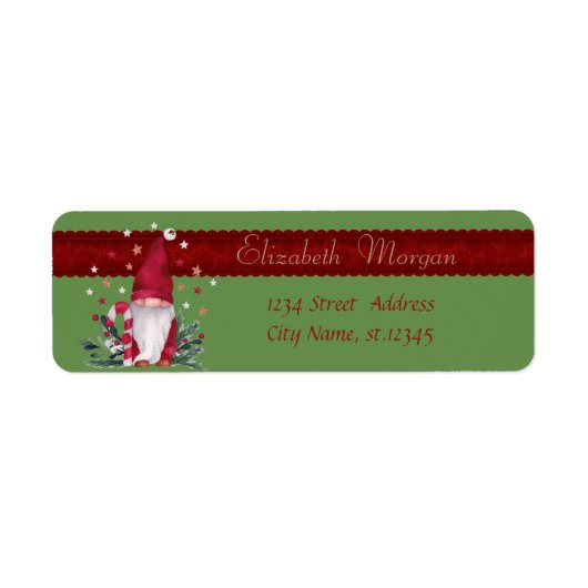 Gnome Pine Tree Branches, sterren Kerstmis Etiket (Voorkant)