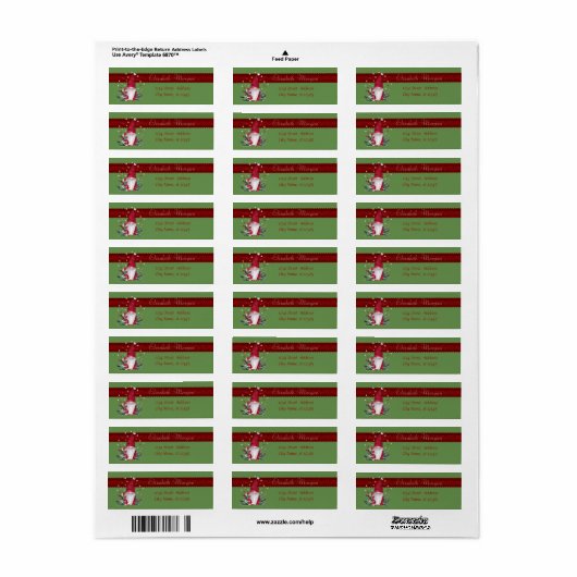 Gnome Pine Tree Branches, sterren Kerstmis Etiket (Full Sheet)
