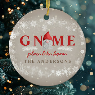 Gnome Place Like Home Kerstmis Keramisch Ornament