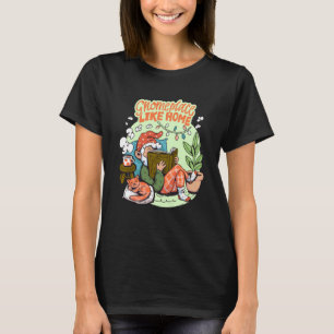 Gnome plek als thuis lezende kat slapende kabouter t-shirt