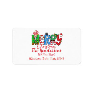 Gnome, prettige kerst, etiket