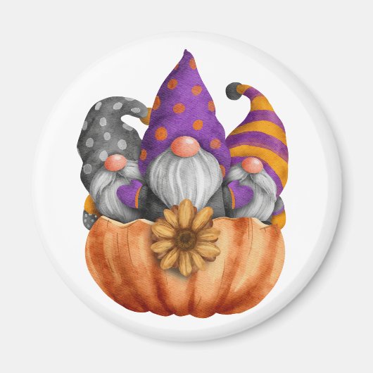 Gnome Pumpkin Trio Magnet Magneet (Voorkant)