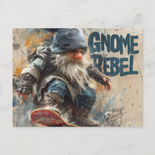 Gnome Rebel skateboard grafische kunst Briefkaart