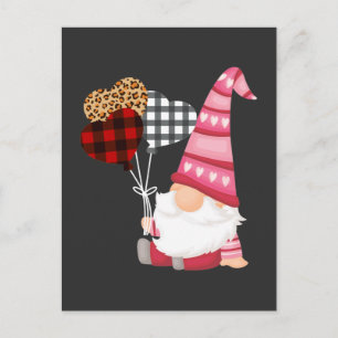 Gnome Red Black Leopard Balloon Valentijnsdag Briefkaart