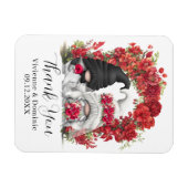Gnome Red Flowers Wedding Thank You Magneet (Horizontaal)