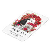 Gnome Red Flowers Wedding Thank You Magneet (Linkerzijde)