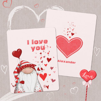 Gnome Red Hearts Schattige Liefde en Valentijn's D Feestdagenkaart