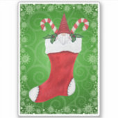Gnome Red Pet Candy Candes kerststaarten Sticker (Voorkant)