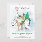 Gnome Rendier en Kerstboom Whimsical Grappig Feestdagenkaart (Voorkant)