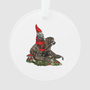Gnome Riding a Sloth Ornament