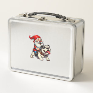 Gnome Riding Engels Bulldog Kerstmis Kerstmis Jong