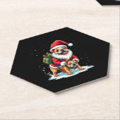 Gnome Riding Engels Bulldog Kerstmis Kerstmis Jong Kartonnen Onderzetters (Schuin)