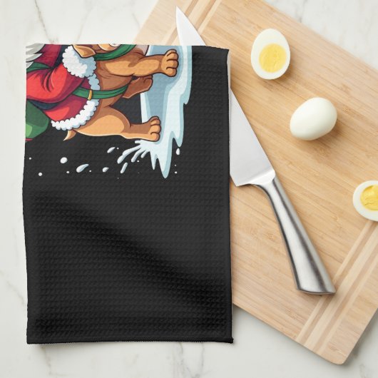 Gnome Riding English Bulldog Christmas Xmas Boys G Theedoek (Quarter Fold)