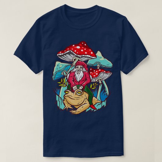 Gnome Riding op Bufo Alvarius Toad Mushroom Fantas T-shirt (Design voorkant)