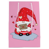 Gnome rouge mignon avec sac cadeau rose-lettre (Dos)