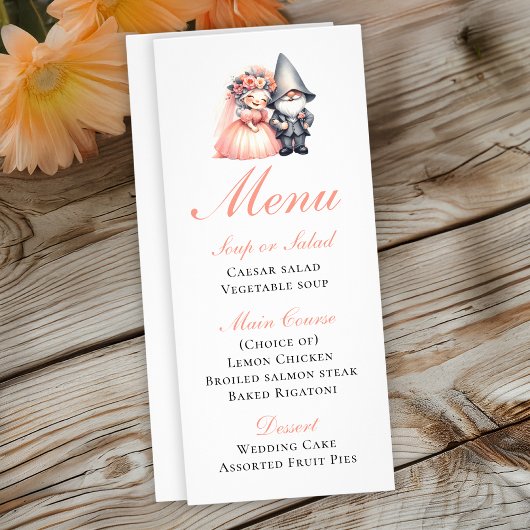 Gnome Rustic Summer Garden Menu Mariage
