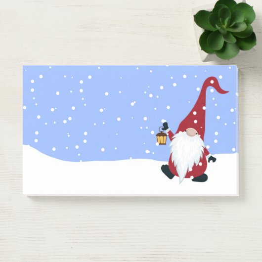 Gnome, Santa Hat, Neige, Post-it hiver Note (Bureau)