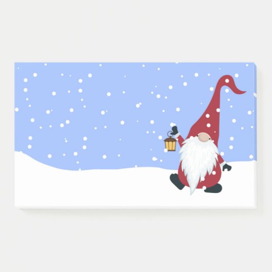 Gnome, Santa Hat, Neige, Post-it hiver Note (Devant)