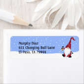 Gnome, Santa Hat, sneeuw, winteradres Etiket (Insitu)