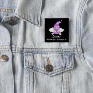 Gnome Schorpioen Astrologie Teken Engel Pin-Back K Vierkante Button 5,1 Cm