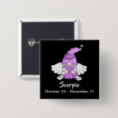 Gnome Scorpio Astrology Sign Angel Pin-Back Button (Voorkant /achterkant)